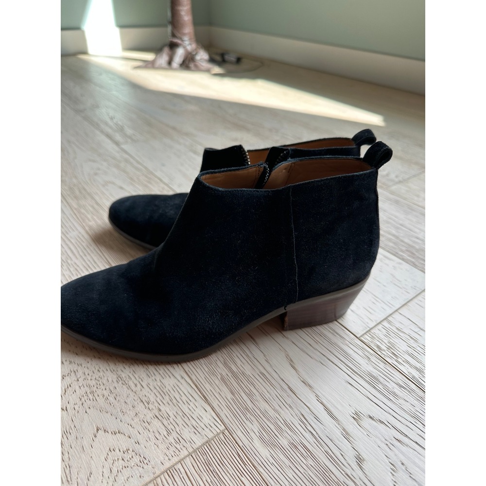 J.Crew Sadie Black Suede Ankle Boots Side Zip Block Heel C9888 Womens